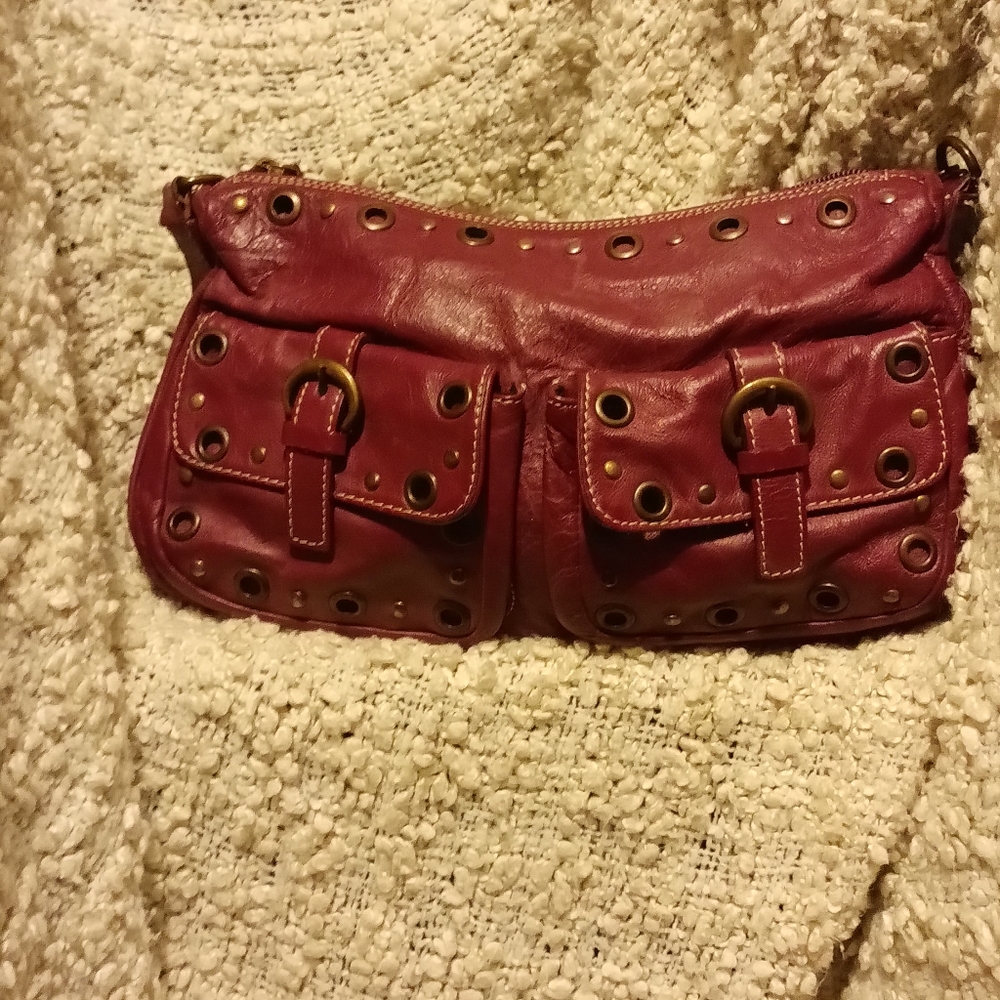 AUTHENTIC GUIA'S STUNNING RED BAG MADE IN ITALY ALL ITALIAN LEATHER CHAIN STRAP